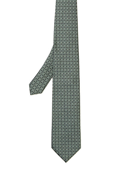 Light Green Patterned Silk Tie