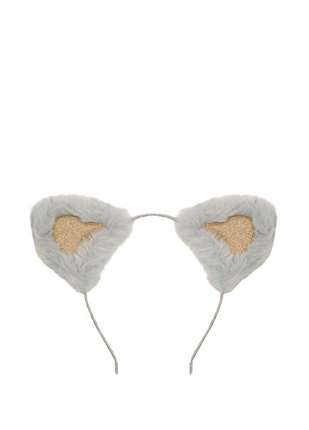 Furry Cat Grey Feathered Girl Crown