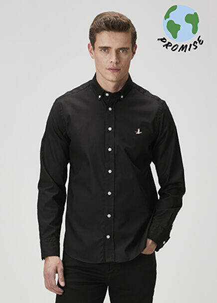 Comfort Fit Black Oxford Shirt
