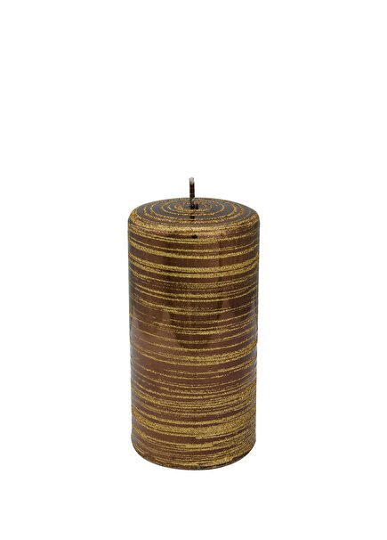Metalik Kestane Kahverengi Parıltılı Silindir Mum