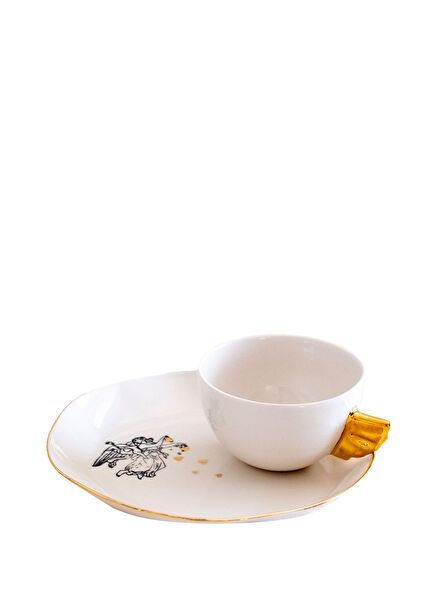 Volans Nuaj Melek Anne Porselen Kahve Fincanı ve Tabağı