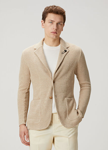 Beige Linen Knit Jacket
