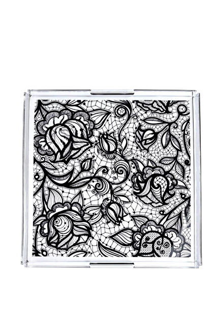 Dantel Desenli Şeffaf Pleksi Servis Tepsisi