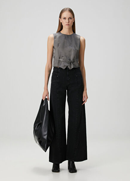 Siyah Straight Jean Pantolon