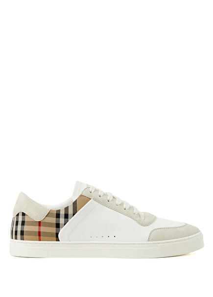 Leather Suede and Check Beyaz Erkek Sneaker