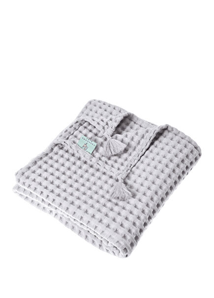 Grey 100% Organic Cotton Baby Kids Waffle Pique Cover 160 x 220 cm
