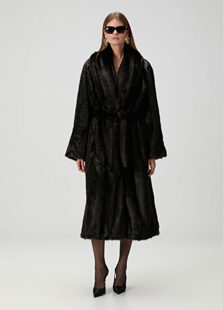 Kahverengi Suni Kürk Palto