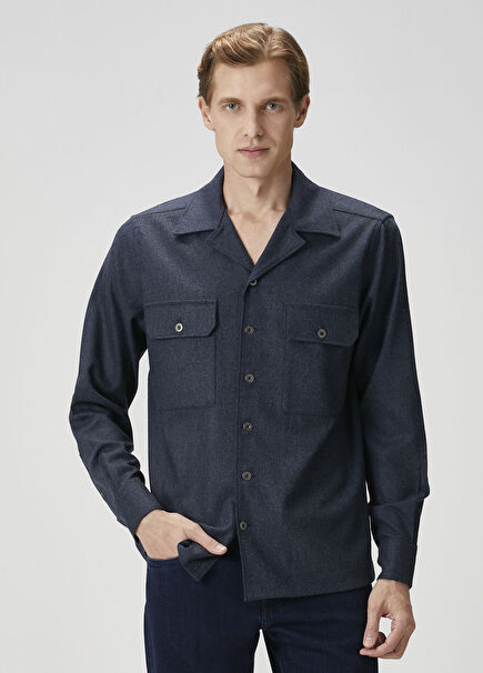 Lacivert Yün Gömlek