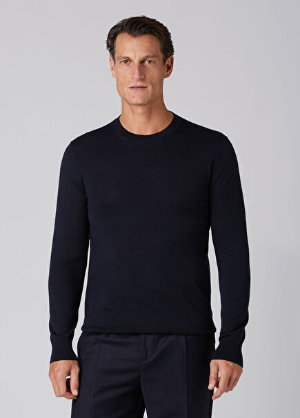 Navy Blue Wool Sweater