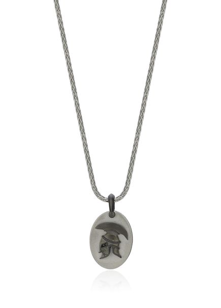 Helmet Oval 925 Sterling Silver Men's Necklace