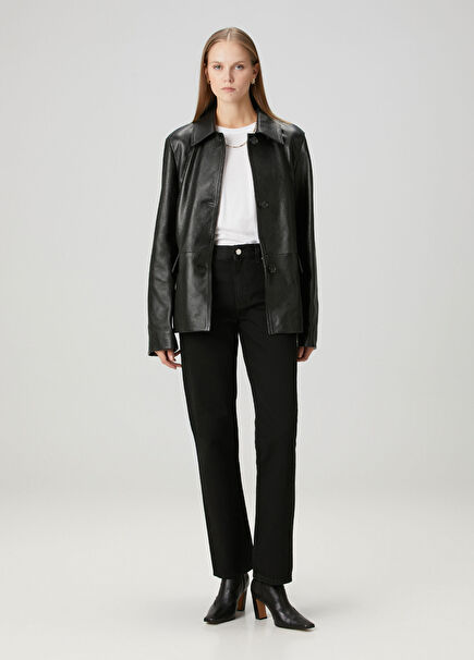 Siyah Straight Leg Jean Pantolon