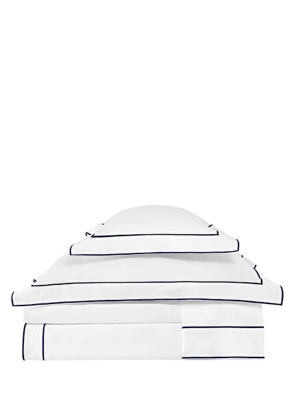 Duo Navy Blue Embroidered Satin Super King Size Duvet Cover Set 260 x 240 cm