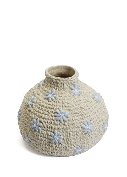 Margherita Light Blue White Textured Vase