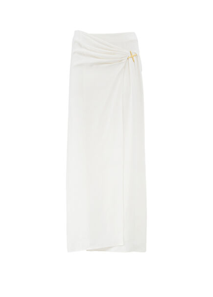 Cindy White Silk Women's Long Skirt