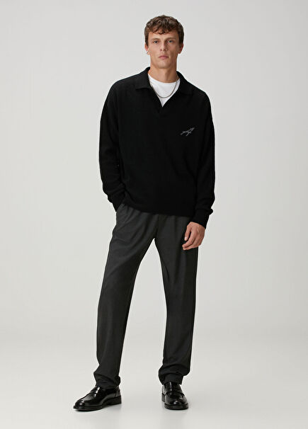 Antrasit Beli Kordonlu Pantolon