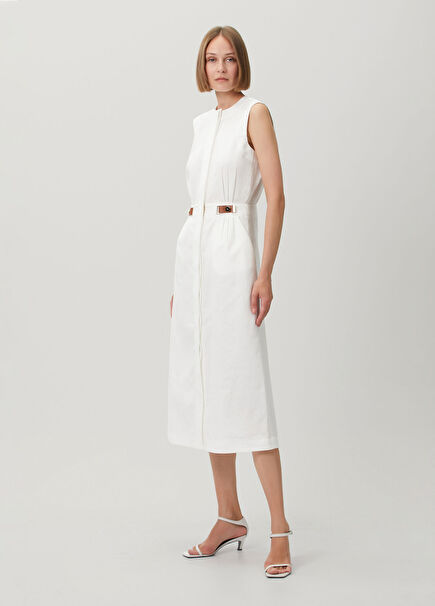 White Midi Linen Dress
