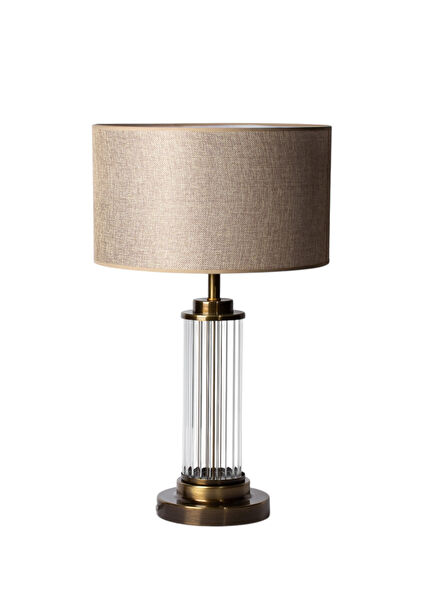 Brass Lampshade with Crystal Glass Detail with Linen Head