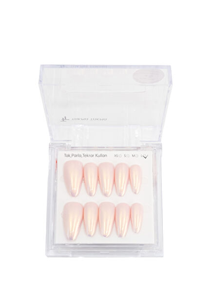 Uzun Badem 15'li Pembe Protez Takma Tırnak TT1445
