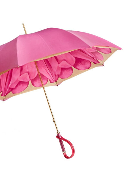 Fuşya Yıldız Çiçeği Çift Katlı Kumaş Şemsiye