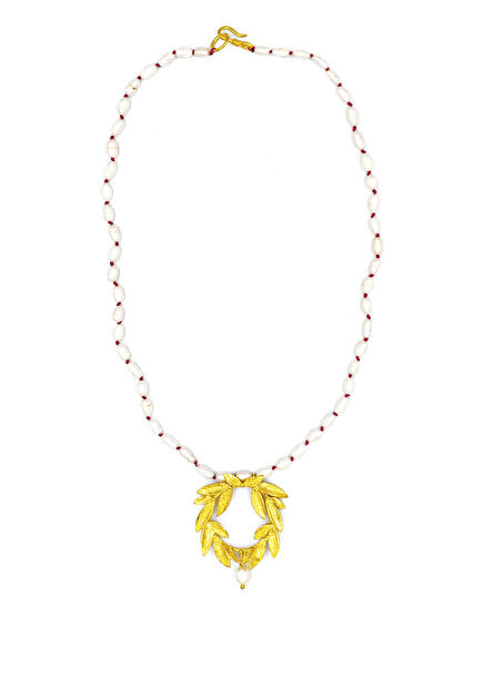 Daphne Wreath Pearl 22 Ayar Altın Kaplama Kadın İnci Kolye 