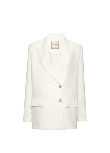 Carine Ekru Kruvaze Kadın Oversize Ceket