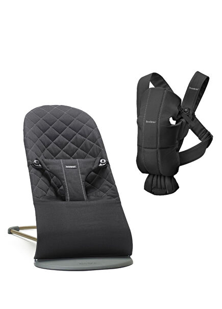 Bliss 0-13 kg Baby Carrier and Mini Woven Black Kangaroo Set of 2