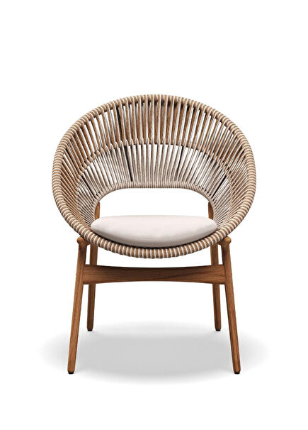 Bora Wicker Tik Ağacı Hasır Bahçe Sandalyesi