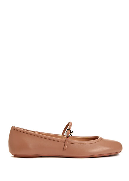 Carla Beige Women's Leather Ballet Flats