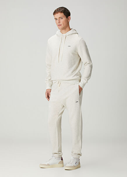 Beige Waist Corded Jogger Sweatpants