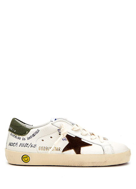 Super-Star White Green Unisex Kids Leather Sneaker