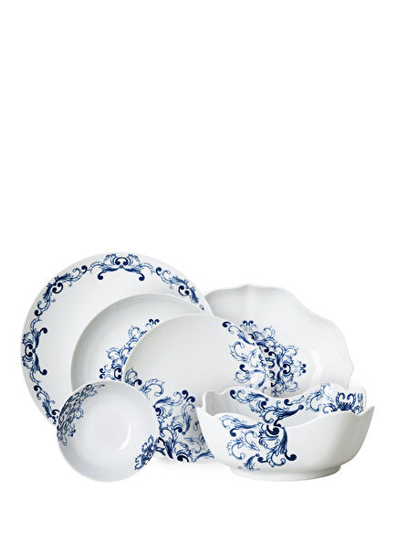 True Blue Blue Porcelain 12 Person 51 Piece Dinnerware Set