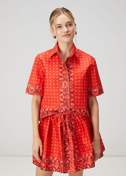 Kırmızı Şal Desenli Gömlek