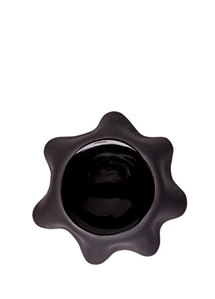 Siyah Seramik Küçük Boy Pileli Tabak 13 cm