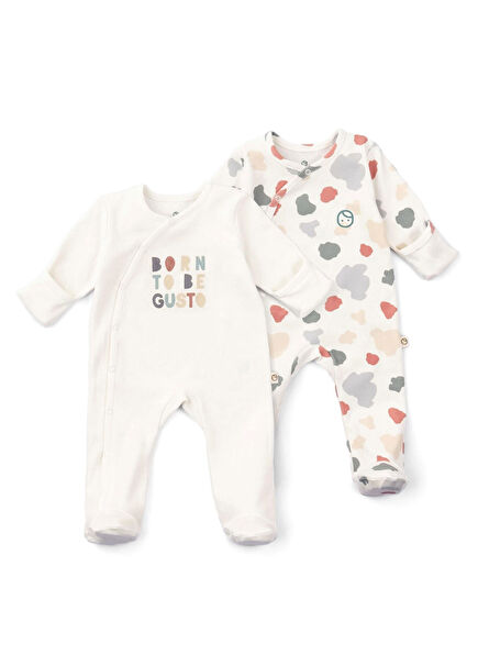 Born To Be Gusto Organic Cotton Self-Gloved Booties 2-Piece Jumpsuit Set