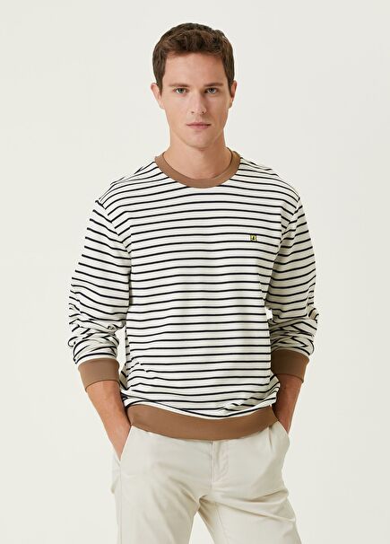 Navy Striped Contrast Ribbed Sweatshirt