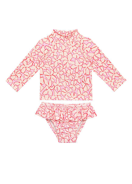 Lilac Blossom UV Protection Long Sleeve Baby Girl Swimsuit Set