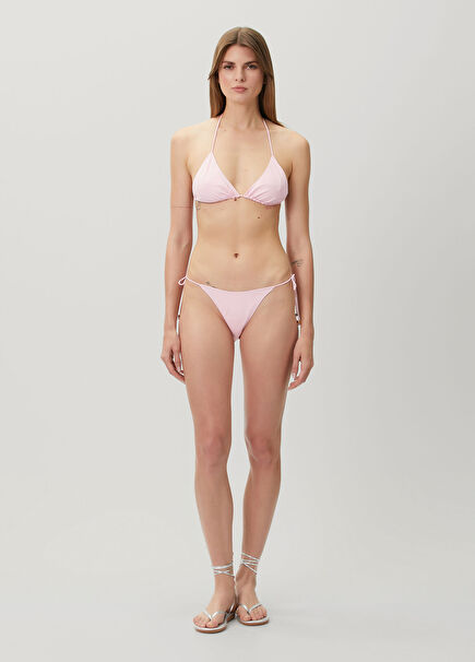 Pink Lace-up Bikini Bottom