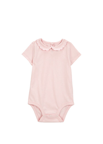 Pembe Fistolu Yakalı Kız Bebek Kısa Kollu Zıbın