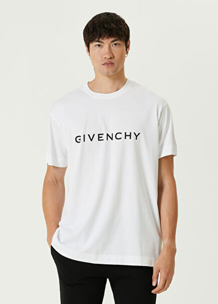 White Logo Printed Oversized T-shirt