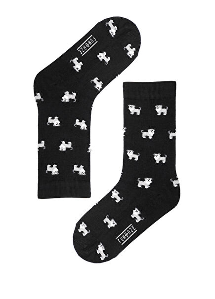Schnauzer Patterned Black Bamboo Unisex Socks