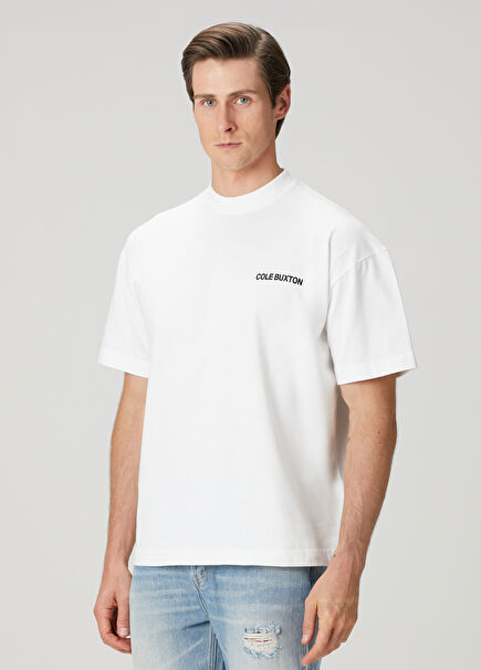 White Logo Printed T-Shirt
