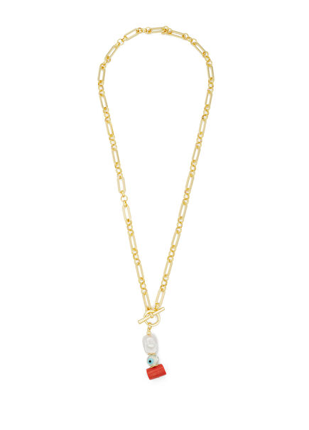 Pearly Coral Women's Gold Plated Necklace