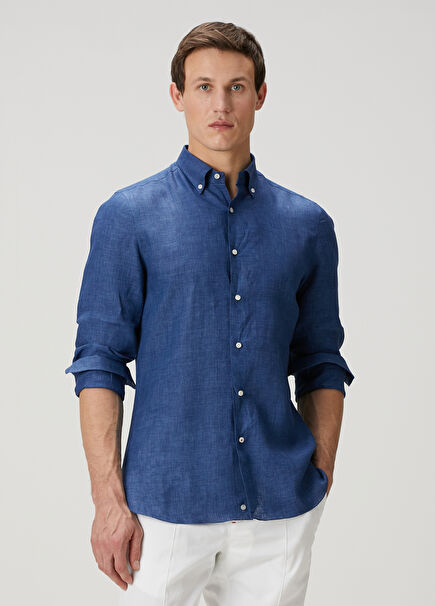Dark Blue Linen Shirt