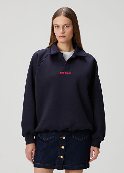 Navy Blue Polo Sweatshirt