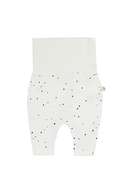 Cosmos Beyaz Organik Pamuk Yüksek Bel Unisex Bebek Pantolon