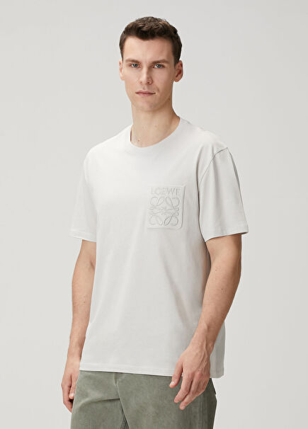 Gri Logo Nakışlı T-shirt