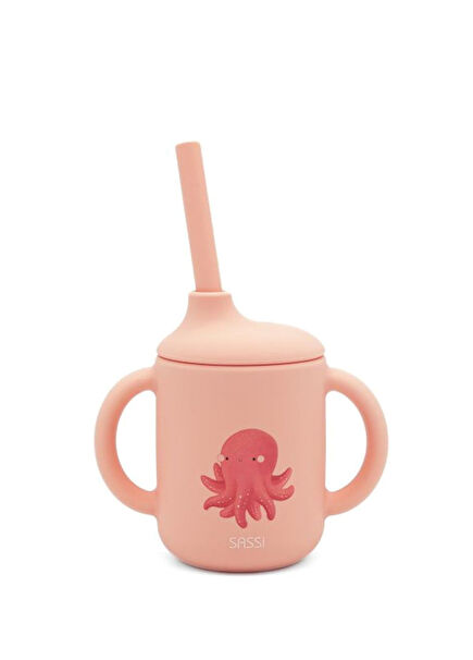 Octopus Patterned Silicone Children's Drinker with Straw