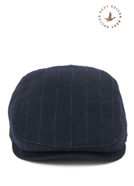 Lacivert Çizgili Erkek Yün Şapka