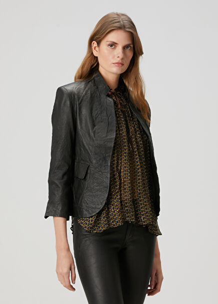 Verys Black Leather Blazer