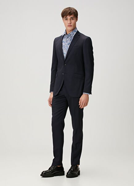 Navy Blue Wool Suit
